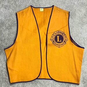 Vintage Lions Club International Vest Mens Large Yellow Purple Made in USA Logo
